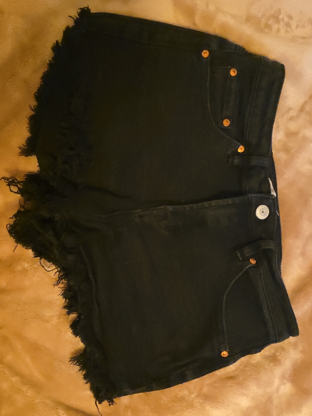 Madden Girl Black Distressed Frayed Hem Denim Shorts